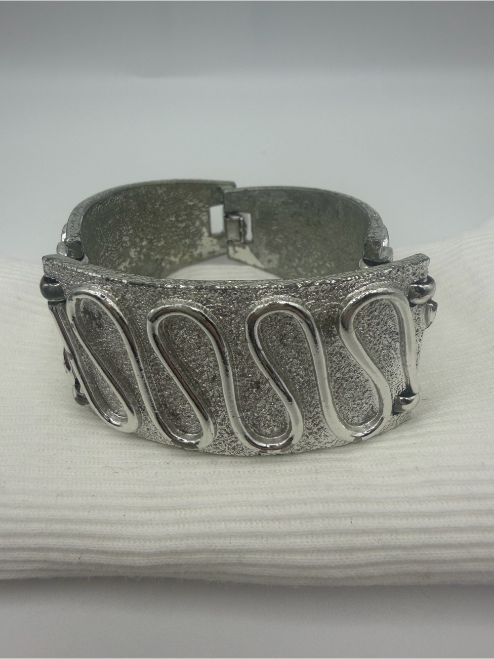 Sarah Coventry Silver-Tone Wave Motif Cuff Bracelet